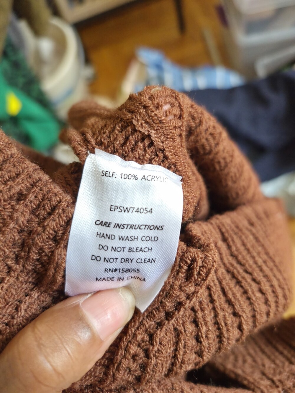 12th Tribe Brown Knit Sweater Midi Dress Women's Long Sleeve Boho Size Small - Picture 6 of 6
